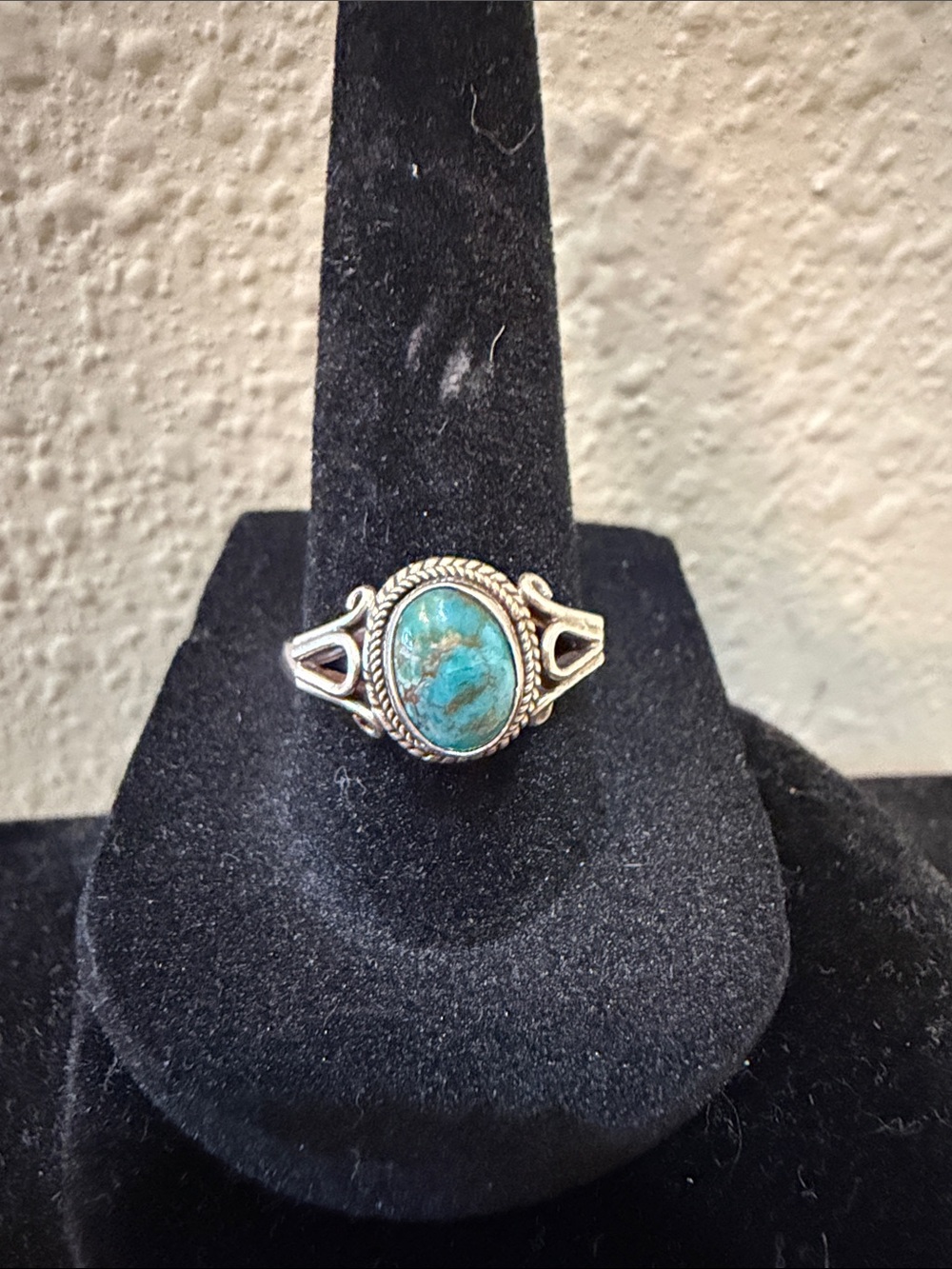 Sterling Silver Turquoise Oval Ring - Blue Green Stone